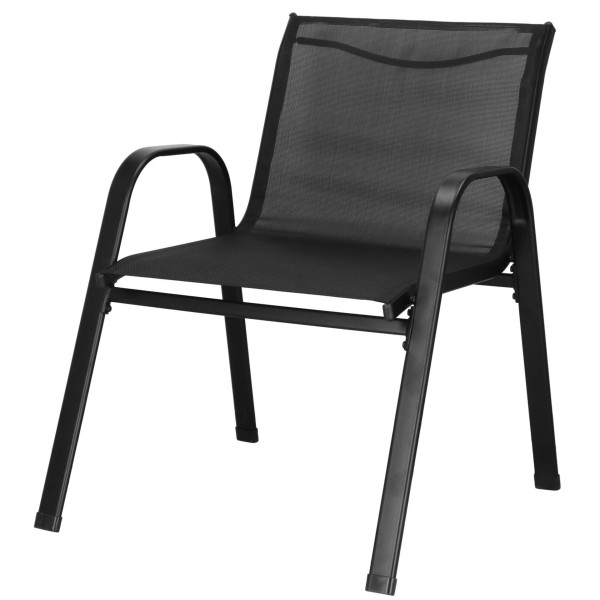 Meble ogrodowe komplet sofa, 2 krzesła i stolik ze szklanym blatem czarne