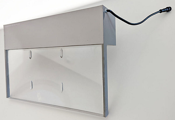 Lame d'eau de piscine acrylique LED Largeur 45cm encastrée 13,5cm débord Entrée d'eau dessous Compatible traitement au sel chlore