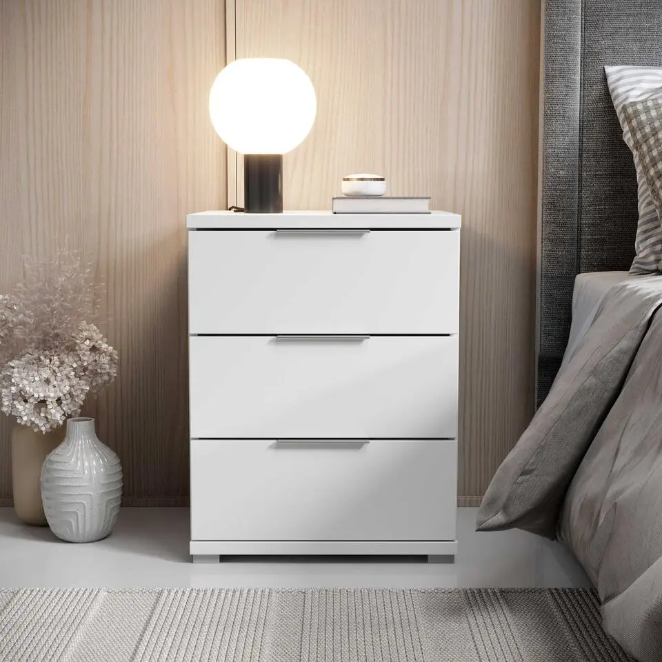 Nachtkastje Smilla - 42x46x61cm - 3 lades - wit