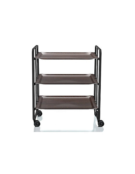 Desserte pliante BAUHAUS avec roulettes, Structure noire, 3 niveaux, 3 positions
