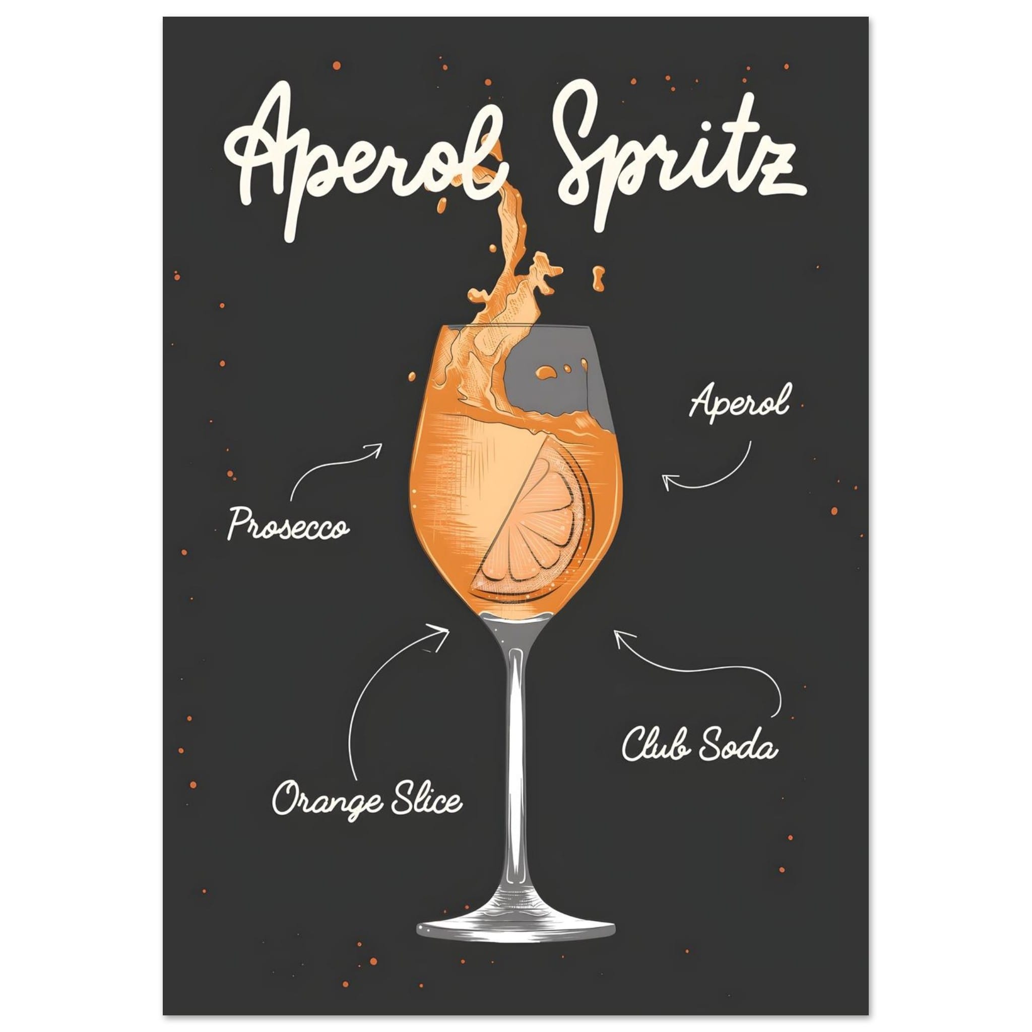 Artfulprints Aperol Spritz cocktail I – Illustratie  poster A4 21x29.7 cm