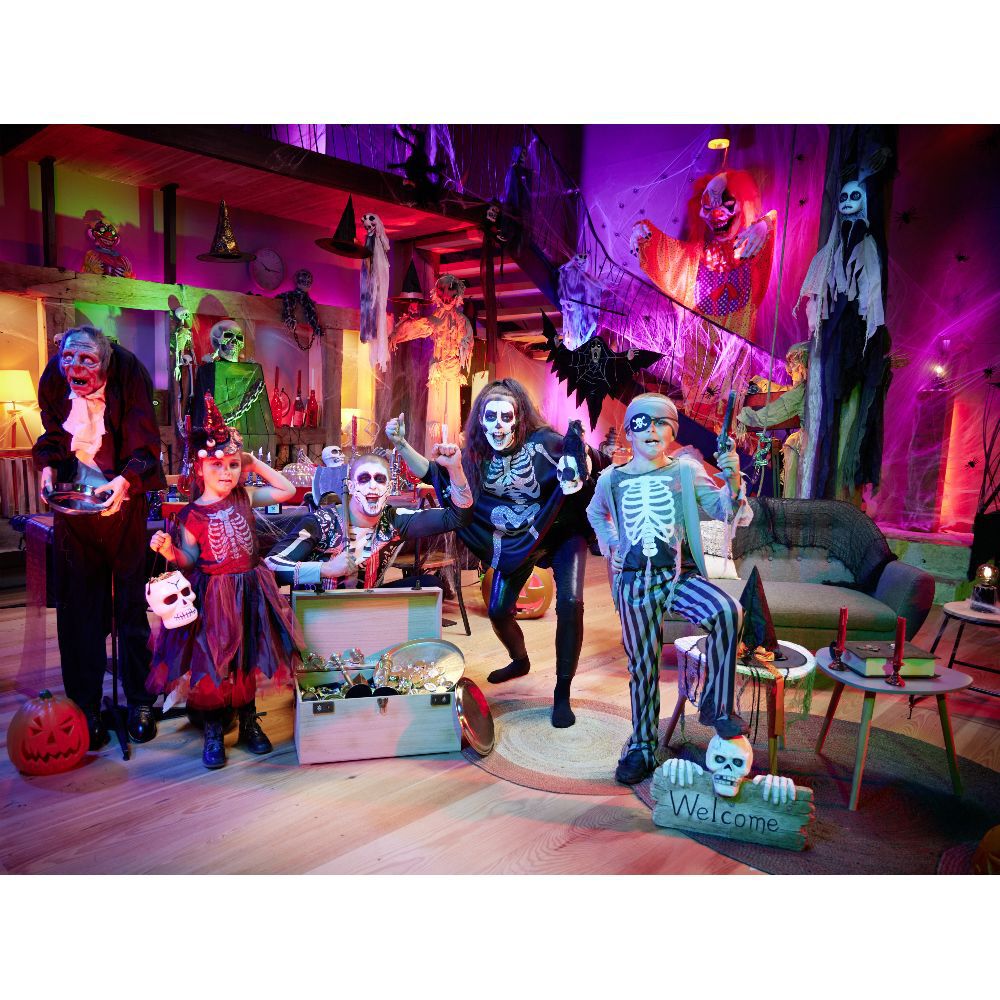 Poncho adulte Halloween imprimé squelette pailleté TU