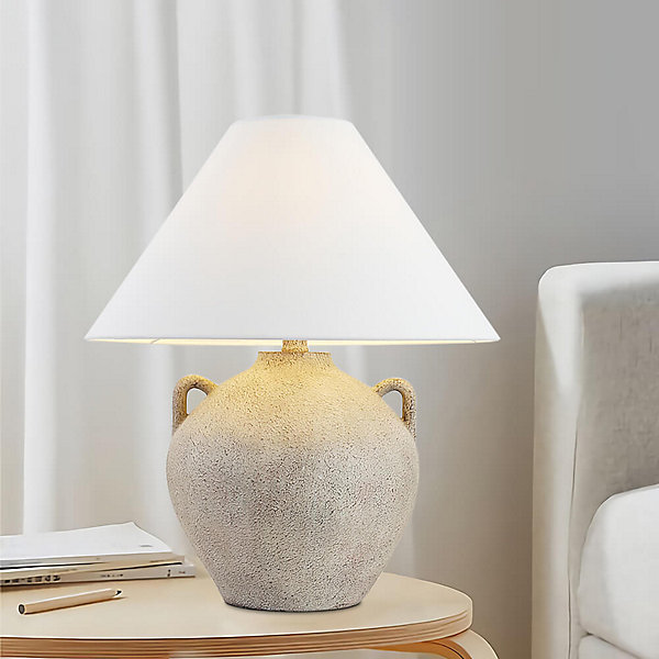 Grande lampe de table aspect pierre RITA - Blanc