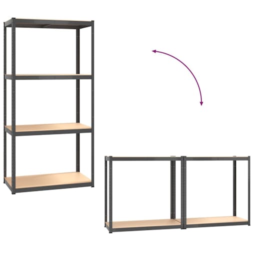 NNEVL 4-Layer Shelves 2 pcs Anthracite Steel and Engineered Wood