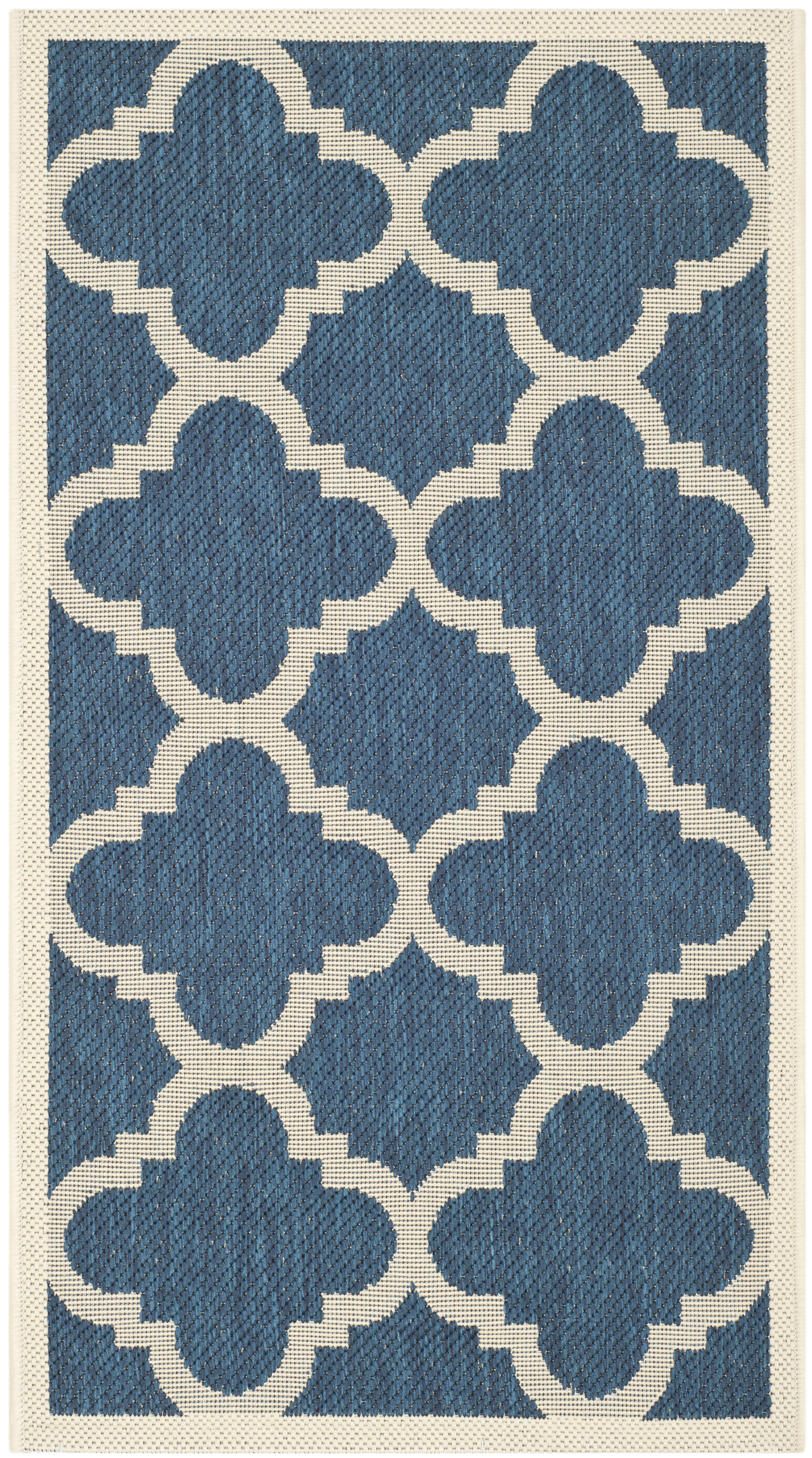 COURTYARD - Tapis interieur & exterieur en bleu marine & beige, 122 x 170 cm