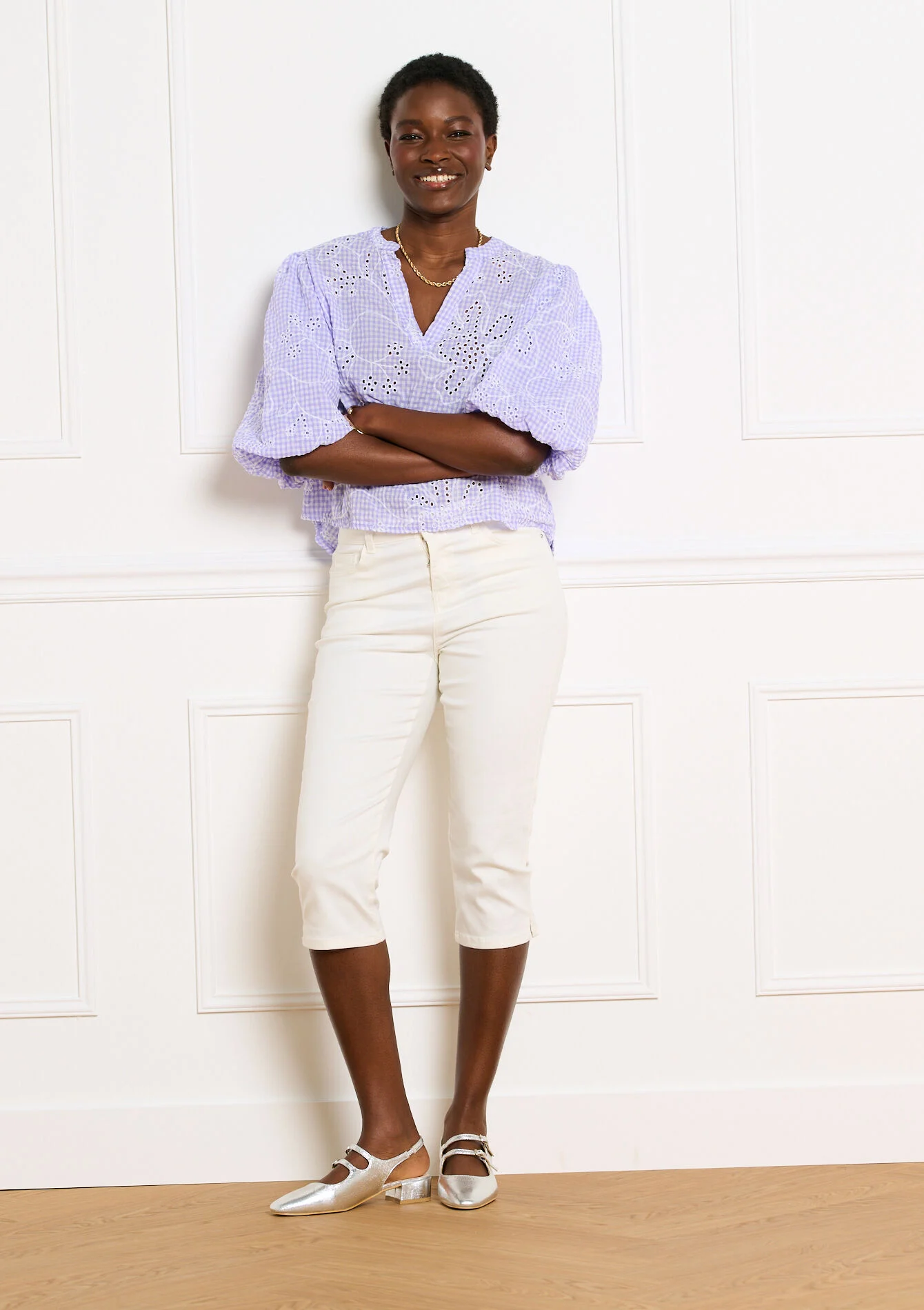 Capri broek met slanke pasvorm