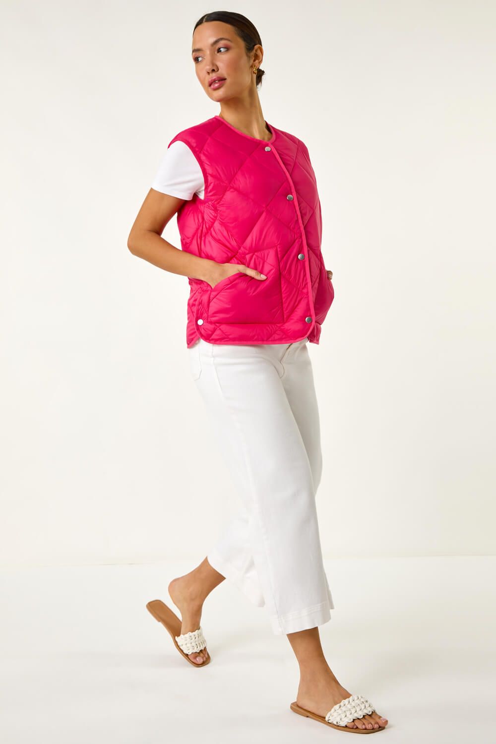 Roman Quilted Funnel Neck Lined Gilet