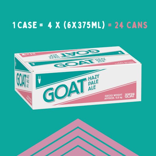 Mountain Goat Hazy Pale Ale, Light Bodied & Refreshing Pale Ale, Crisp Craft Beer, 4.6% ABV, 375mL (Case of 24 Cans)