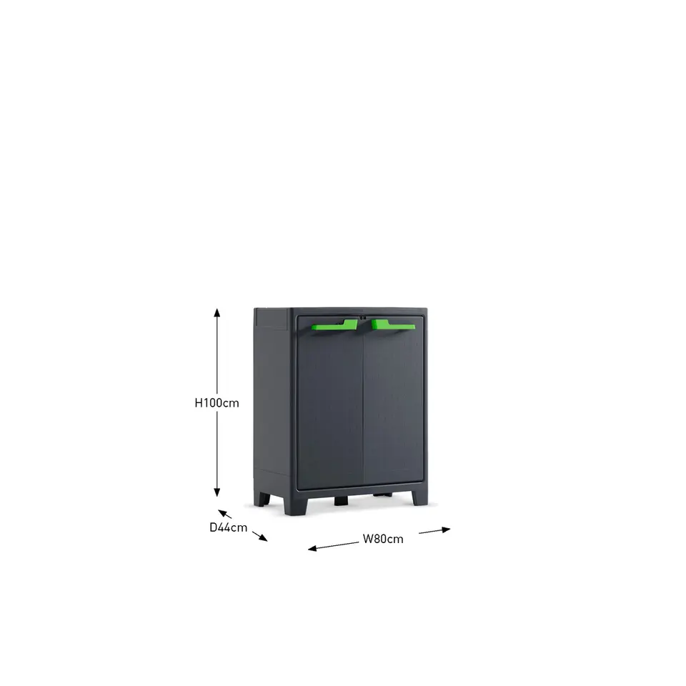 Keter Moby lage kast - 2 planken - 80x44x100 cm - Antraciet