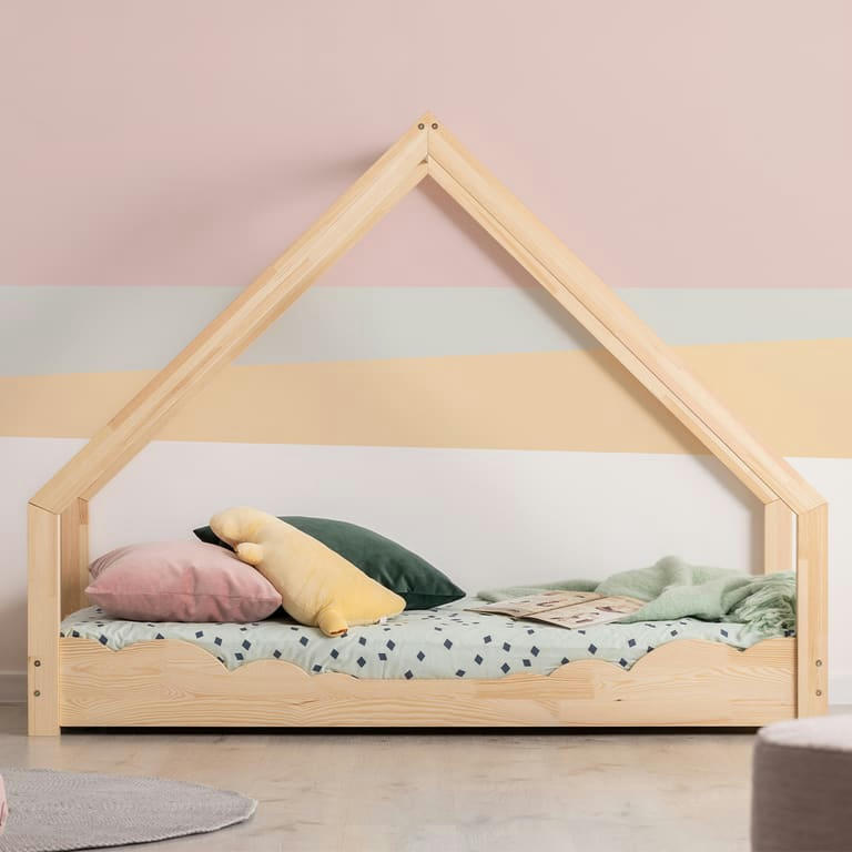 MÉLANIE - Lit cabane 70x140 sommier inclus naturel