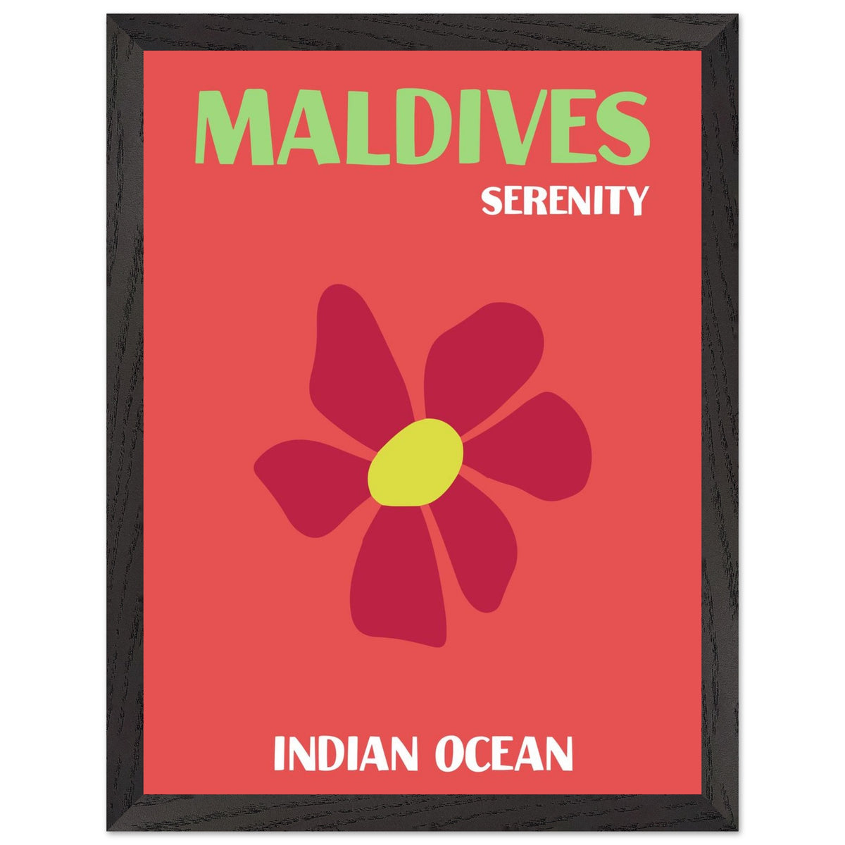 Artfulprints Poster met Lijst Indian Ocean - Maldives  - 30x40 cm - Rood