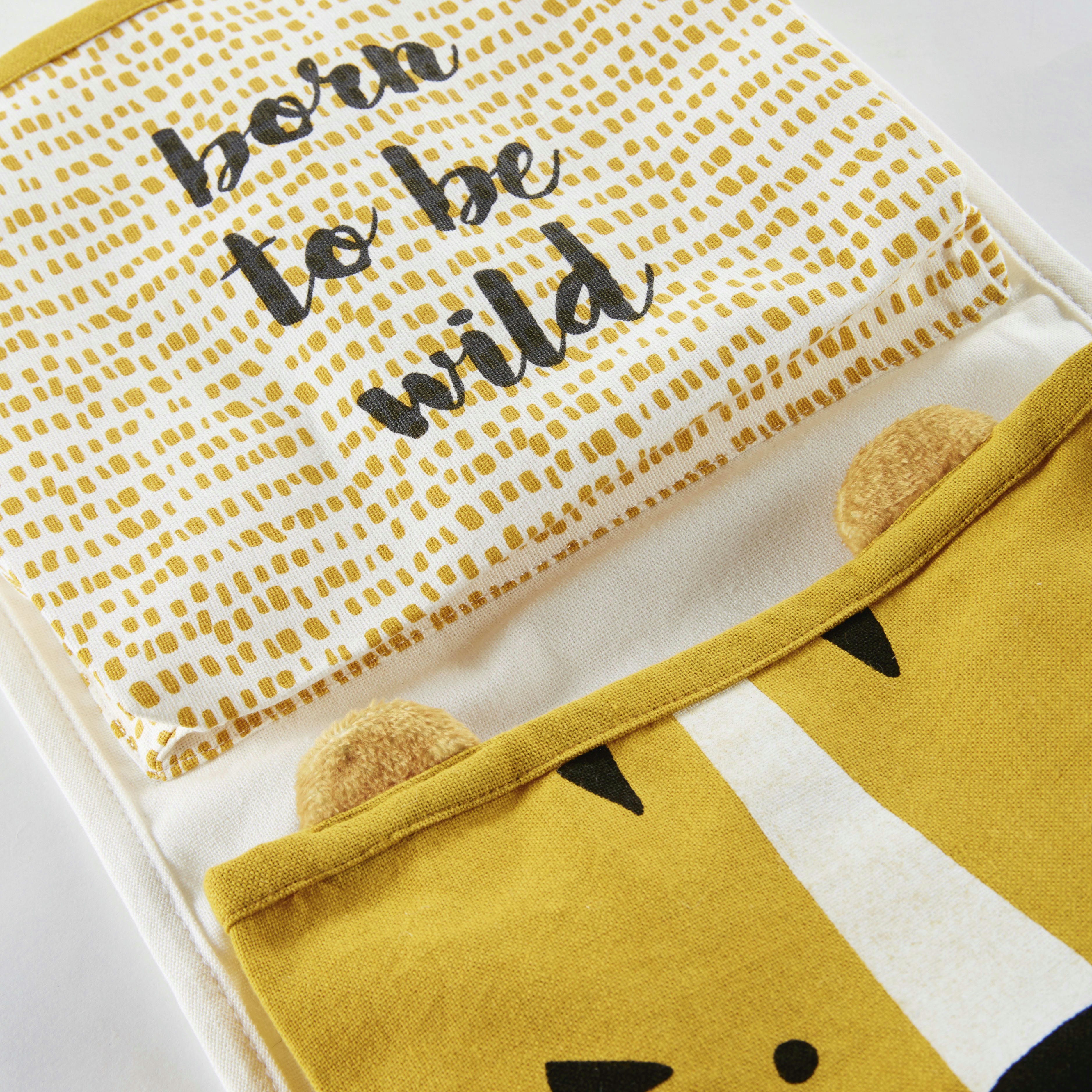 - Rangement mural en coton biologique blanc, moutarde et noir 23x82