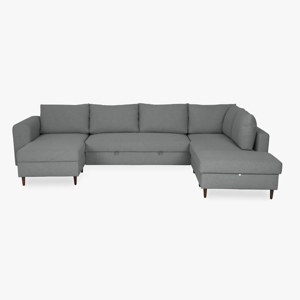 Sofá com pufe à direita bege CRAIG