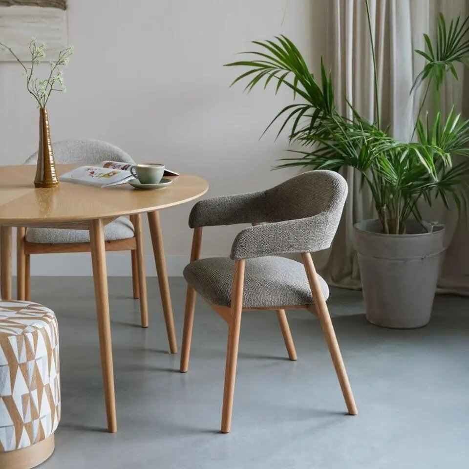 Eetkamerstoel Donkerbruin Stof - 54x56x81cm - Indy - Set van 2