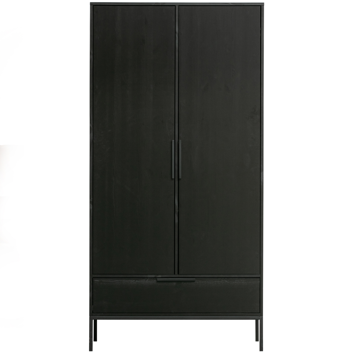 WOOOD kast 2-deurs Adam- Grenen - Zwart - 200x100x53