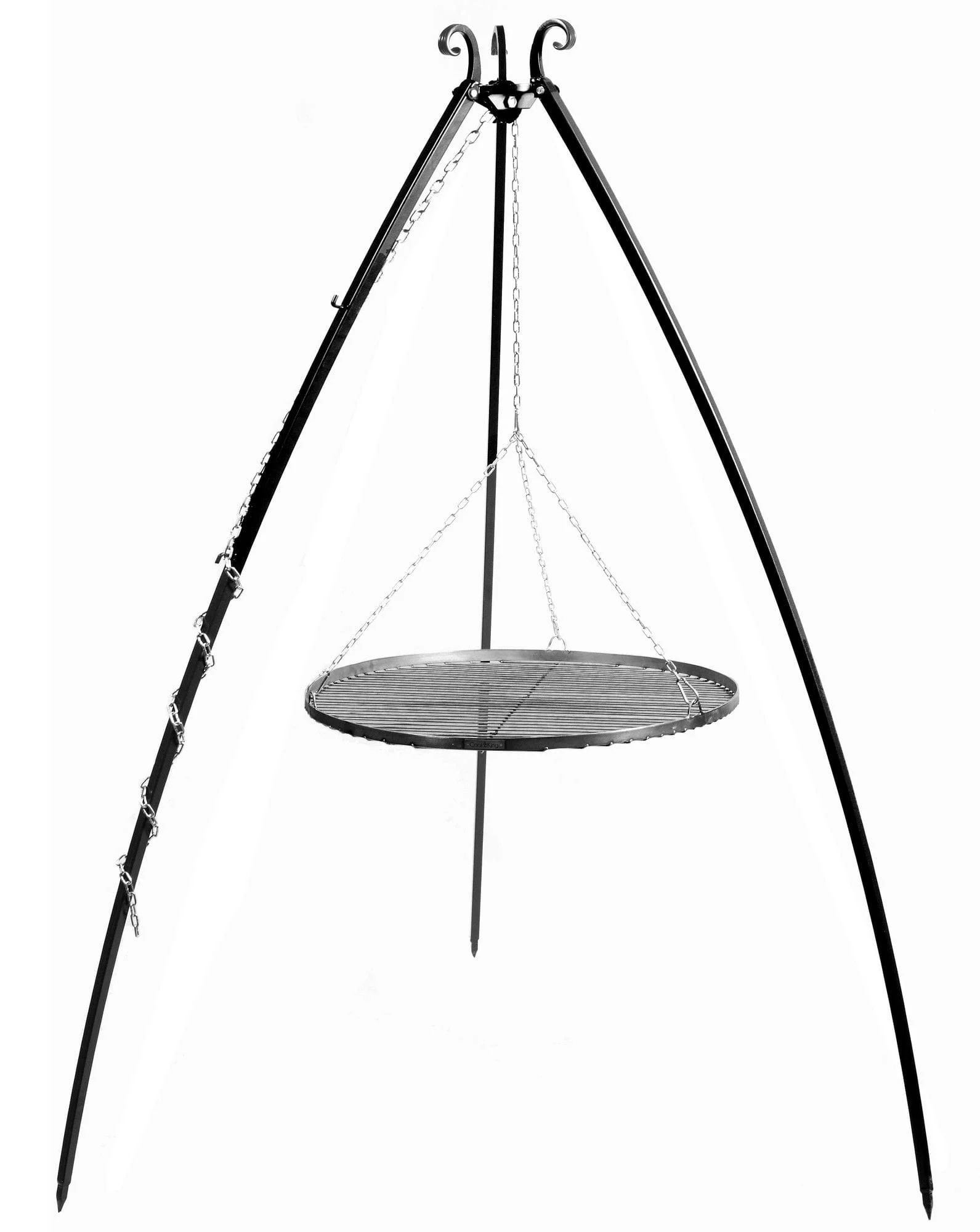 Grill na trójnogu 200 cm, LARGO, ruszt stal naturalna, 50 cm | TYLETEGOTU