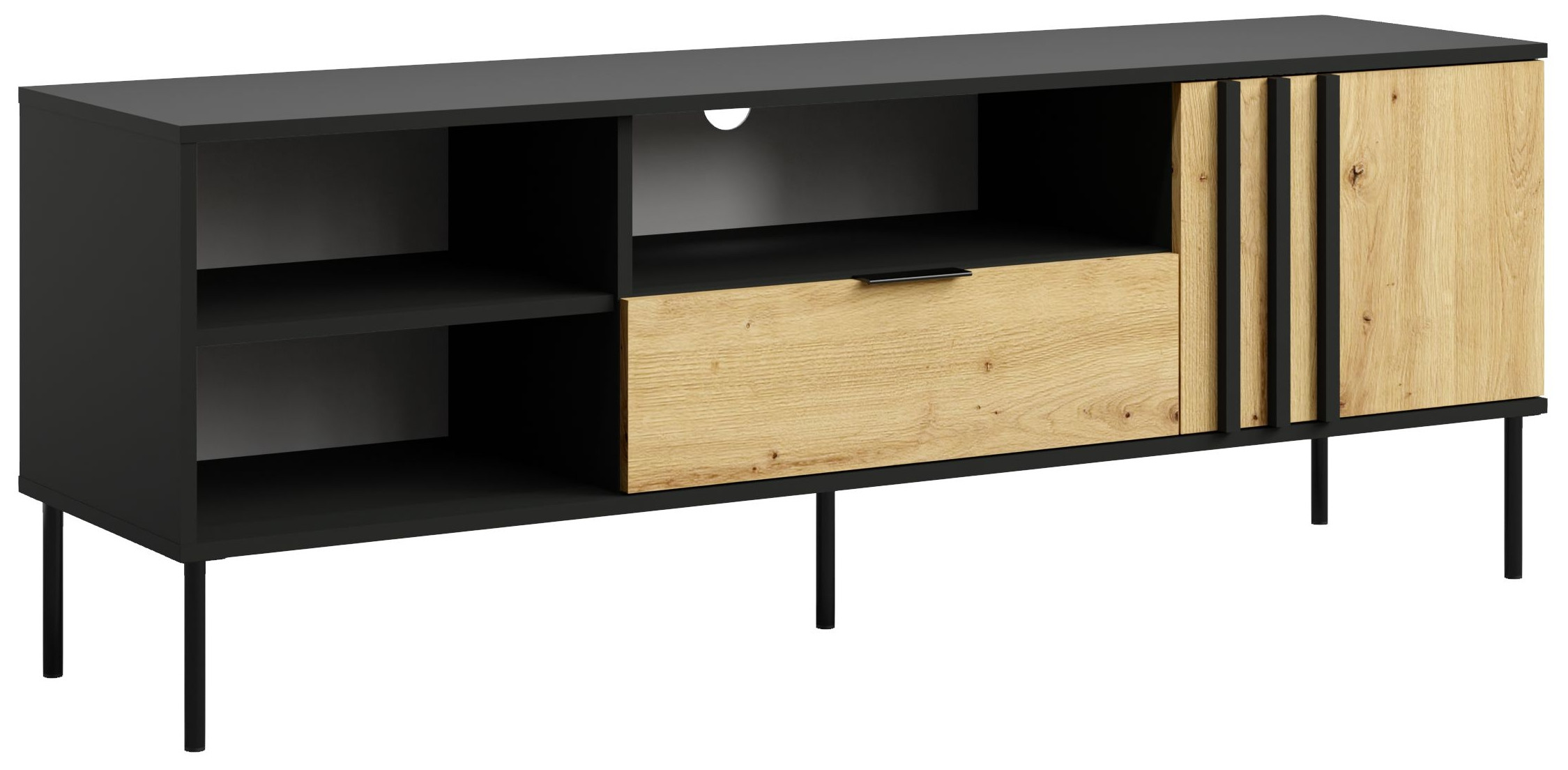 Czarna szafka RTV 160 cm nowoczesna RUSTICA