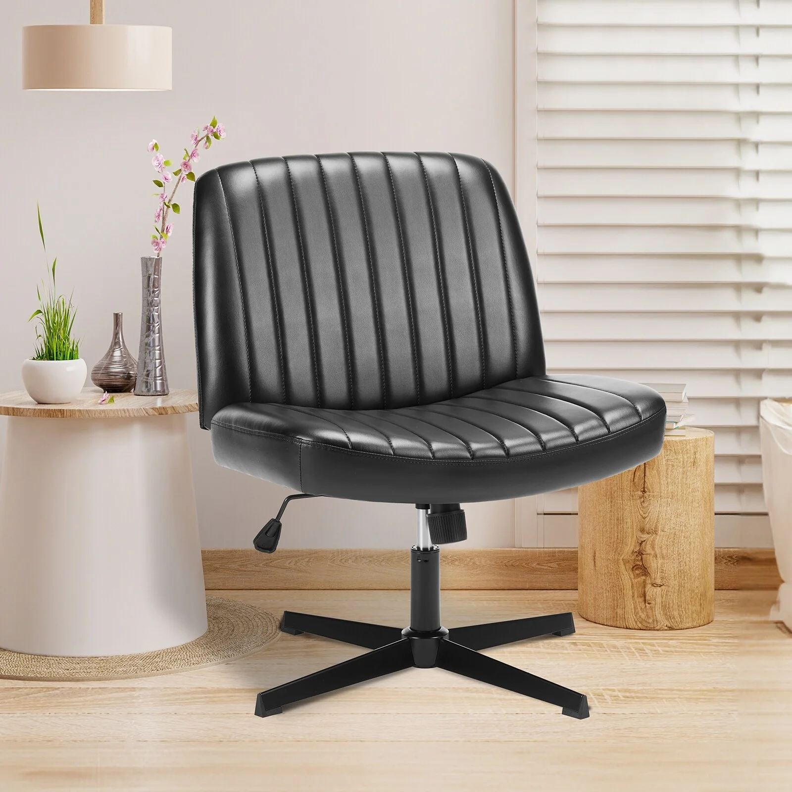 Modern Armless PU Leather Office Chair