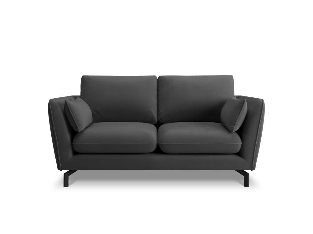 PODIUM - Canapé 2 places en velours gris foncé