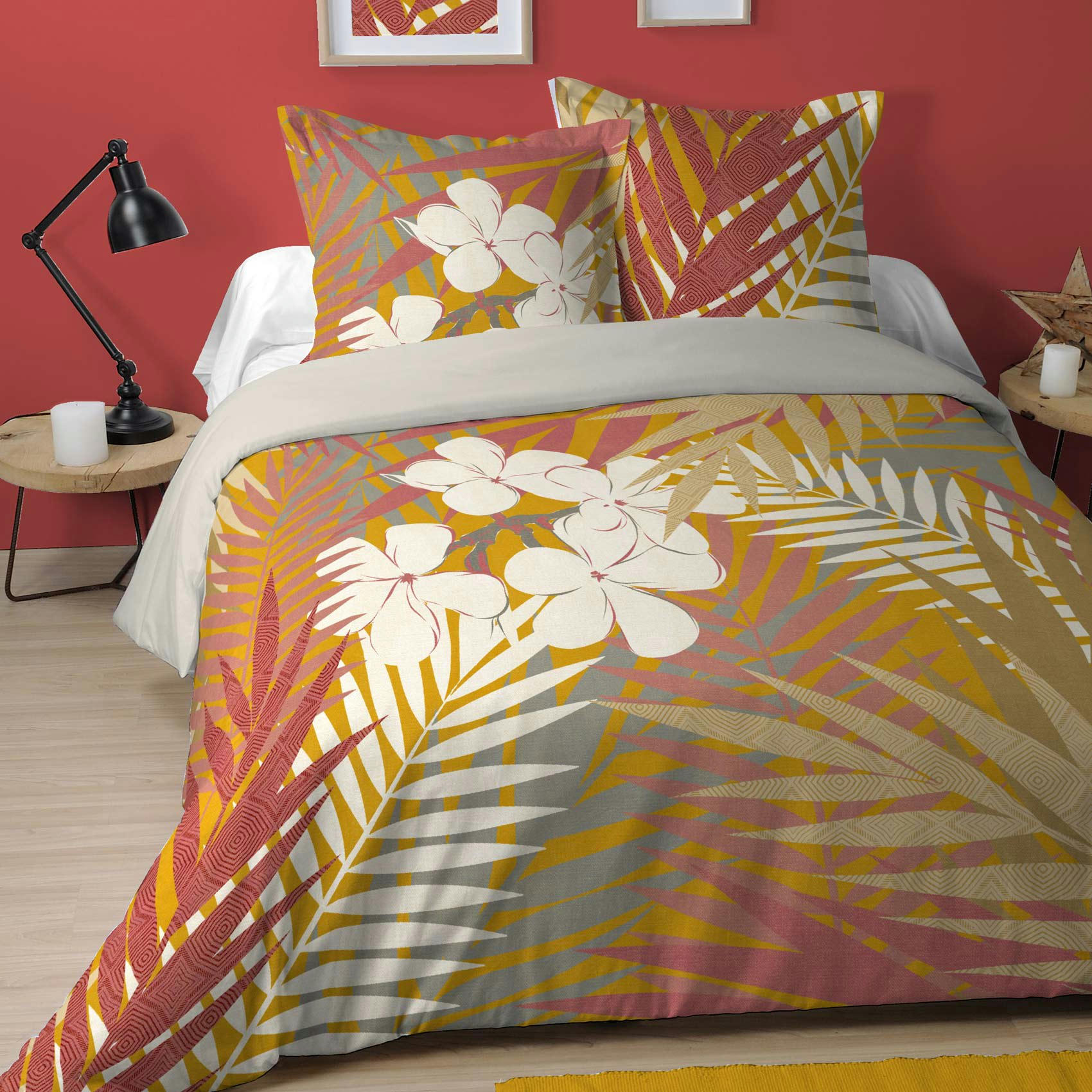 MANUA - Parure de couette au style tropical coton multicolore 220x240