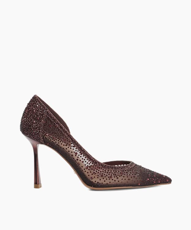 Cristelle Burgundy - Mesh Embellished Court Shoes