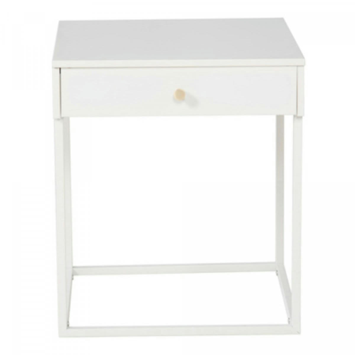 KEMA - Table de chevet nordique en métal blanc