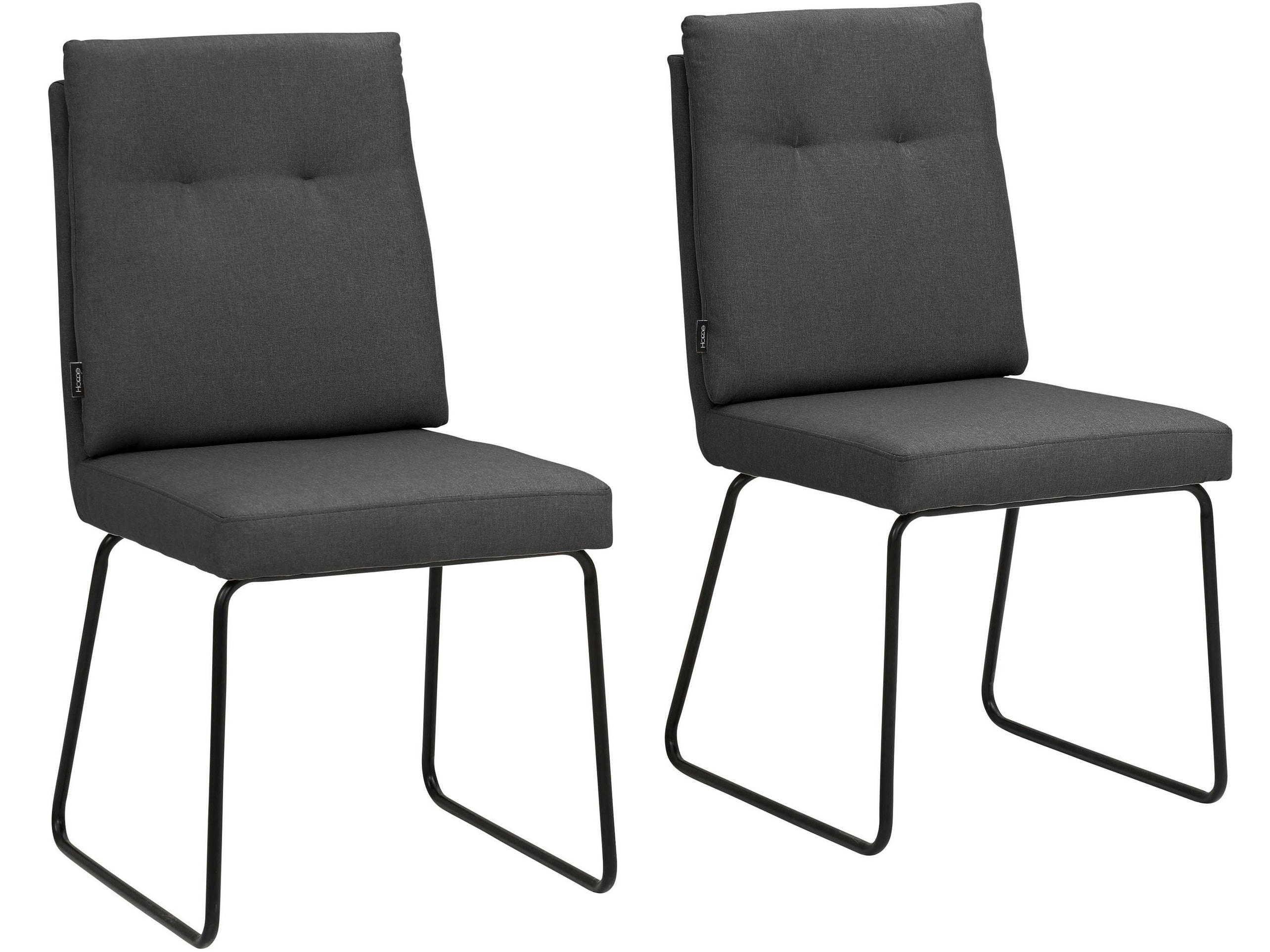 IRENE - Lot de 2 chaises de salle à manger rembourrées en tissu tissé