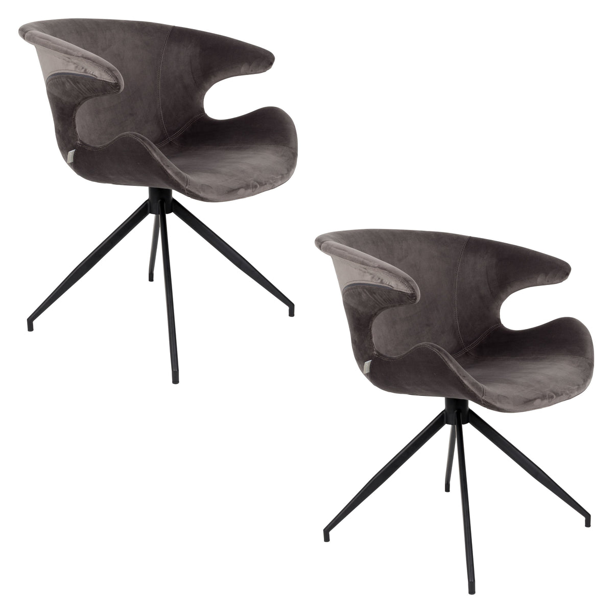 Zuiver Mia Eetkamerstoelen Armleuning Grijs - Set van 2