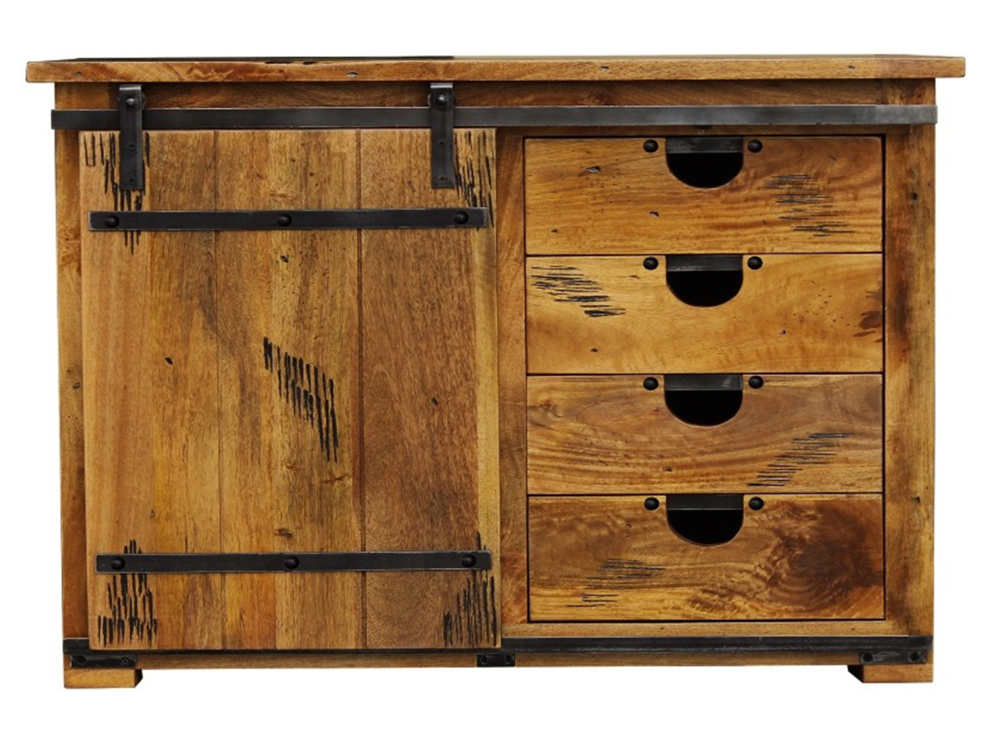 Komoda Magnum 120 cm z drzwiami i 4 szufladami masyw rustic mango