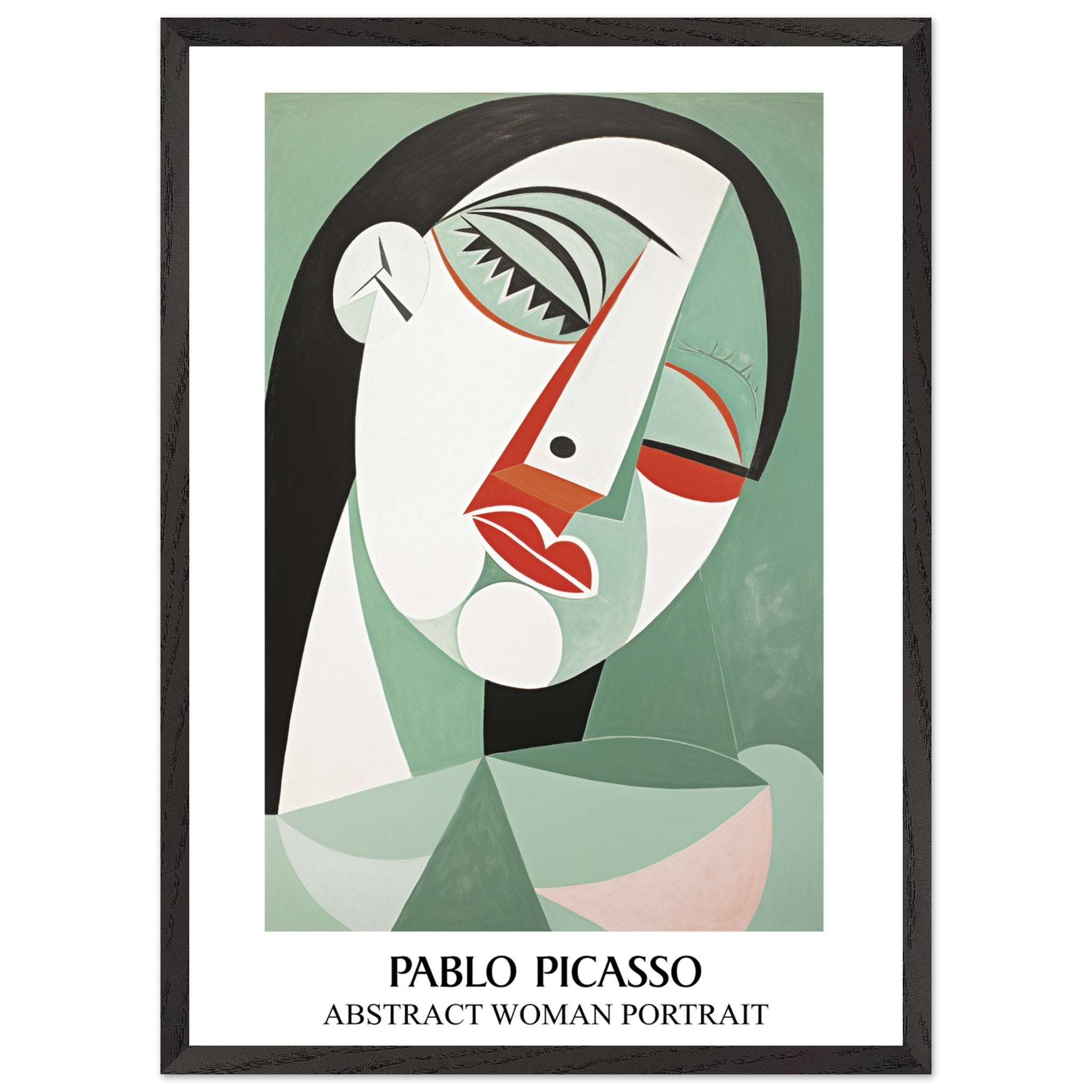 Artfulprints Poster met Lijst Pablo Picasso - Abstract woman portrait  - 50x70 cm - Groen