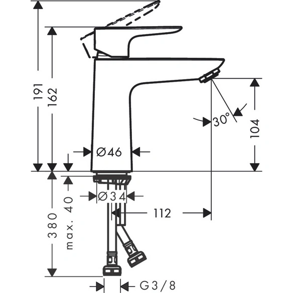 Waschtisch-Einhebelmischer »Talis E«, WTM 110, HxT: 104x112 mm, poliert