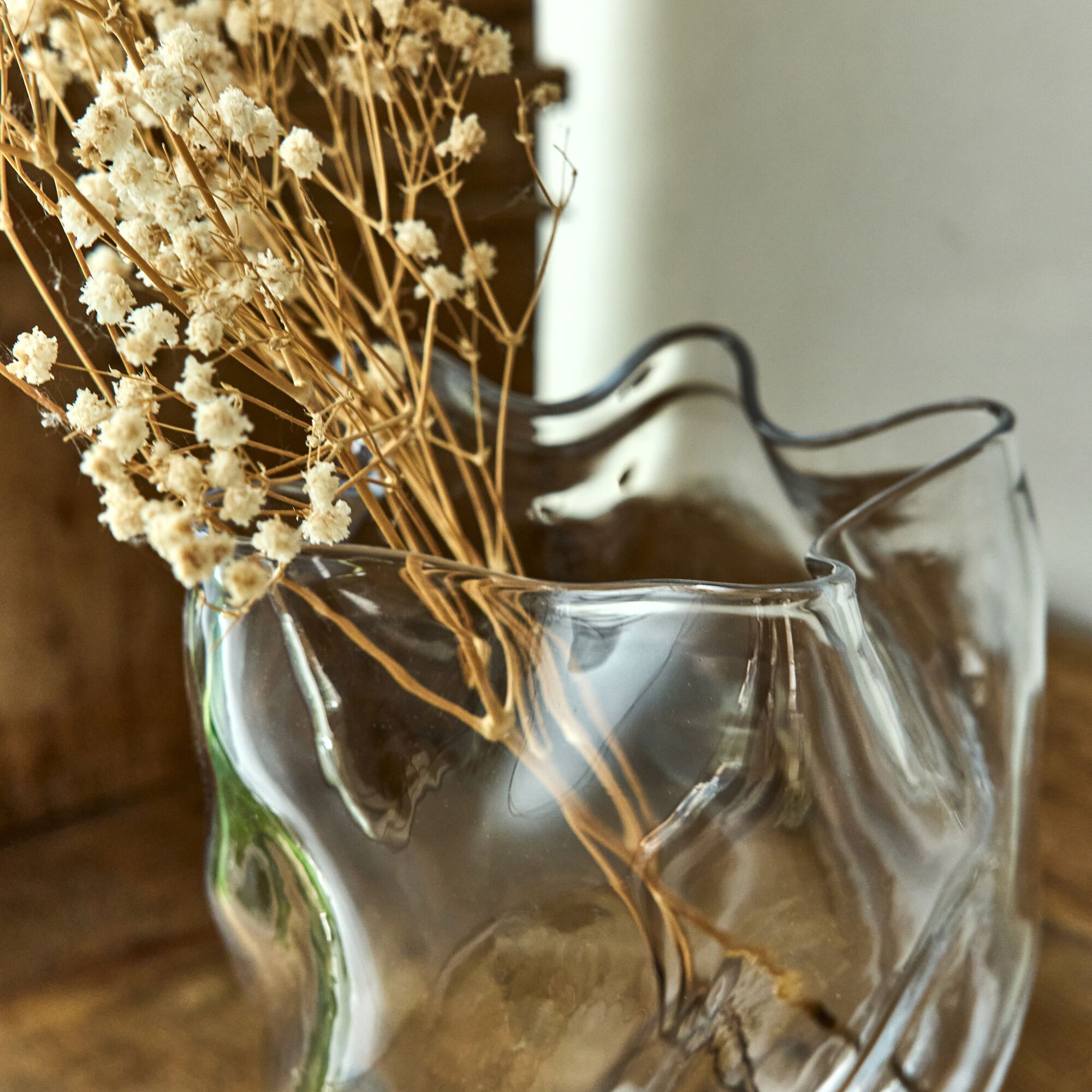 VALOUSE - Vase organique en verre H17,5cm - transparent