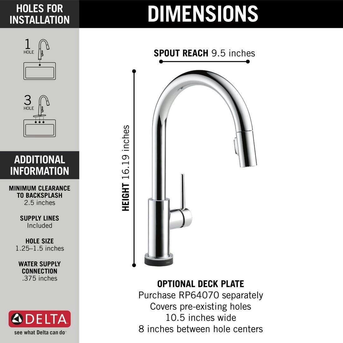 Delta Trinsic VoiceIQ 1-Handle Pull-Down Kitchen Faucet, Chrome