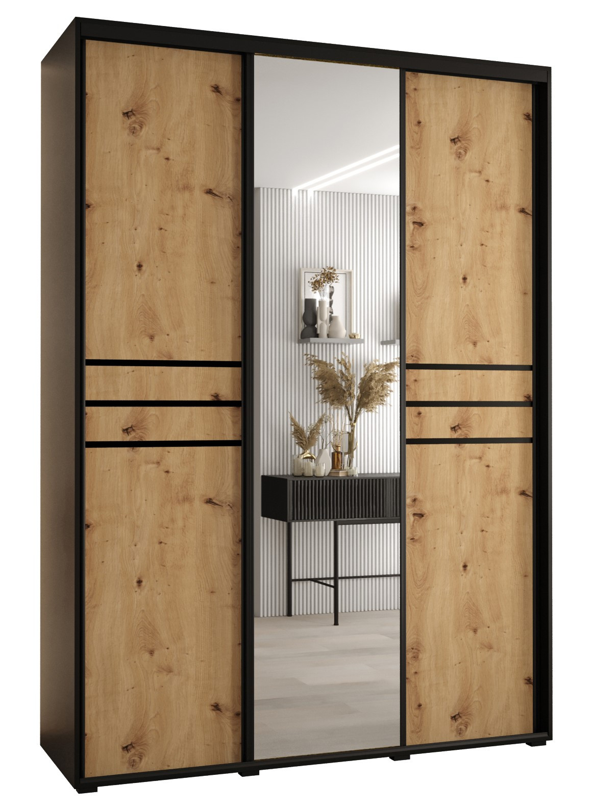 Szafa przesuwna 45 wysoka Davos 11 180 czarny artisan czarny