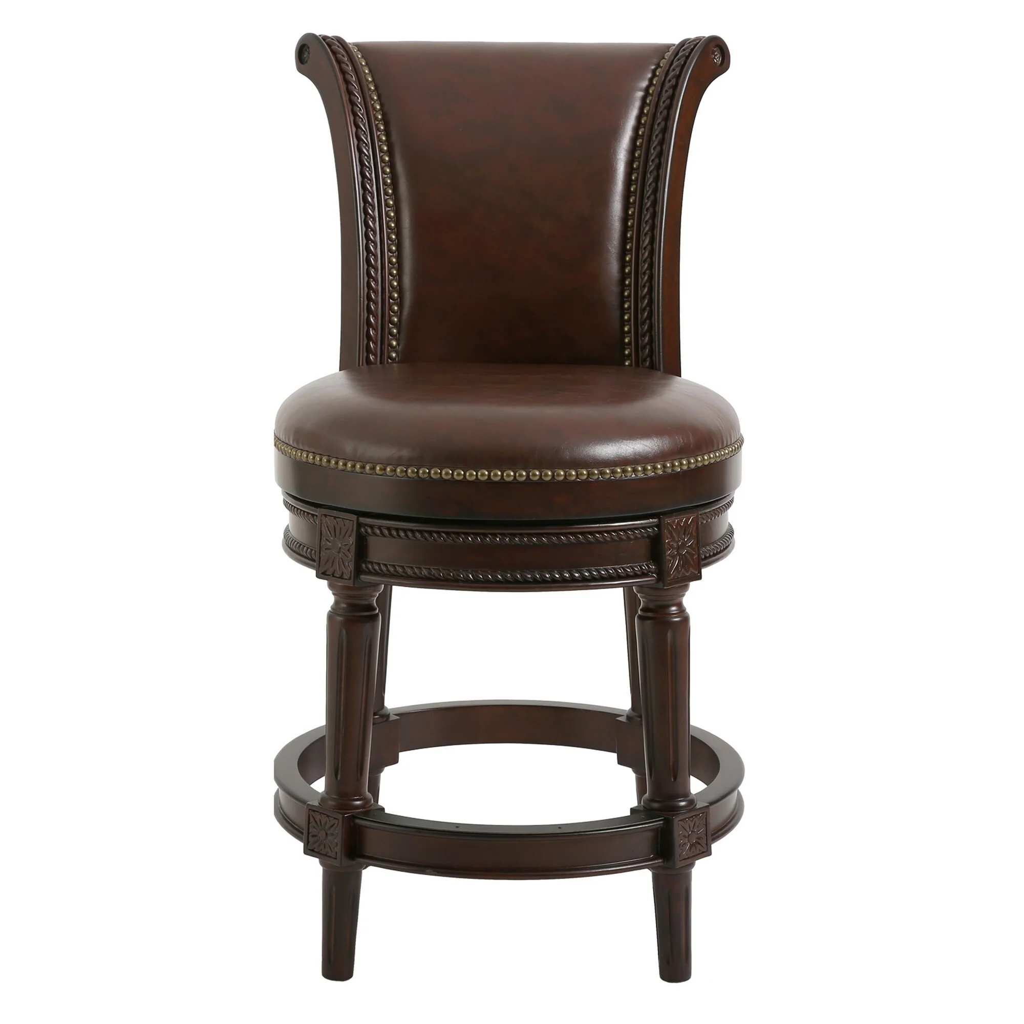New Ridge Home Goods Chapman 26 Counter-Height Swivel Barstool, Distressed Walnut with High-Back