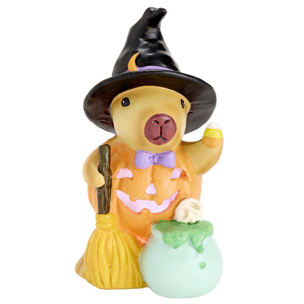Figurine à poser Halloween LED capybara sorcier en résine H17,5cm (2 modèles)