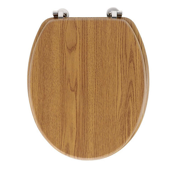 Abattant WC MDF charnières métal effet bois Strata chêne
