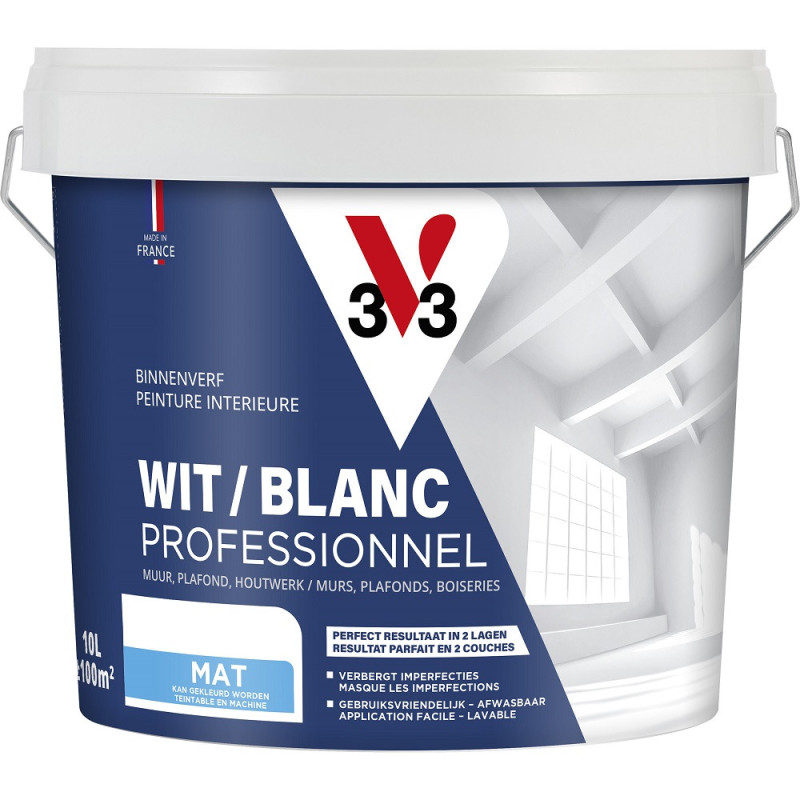 Peinture Professionnel blanche mate 10 L V33