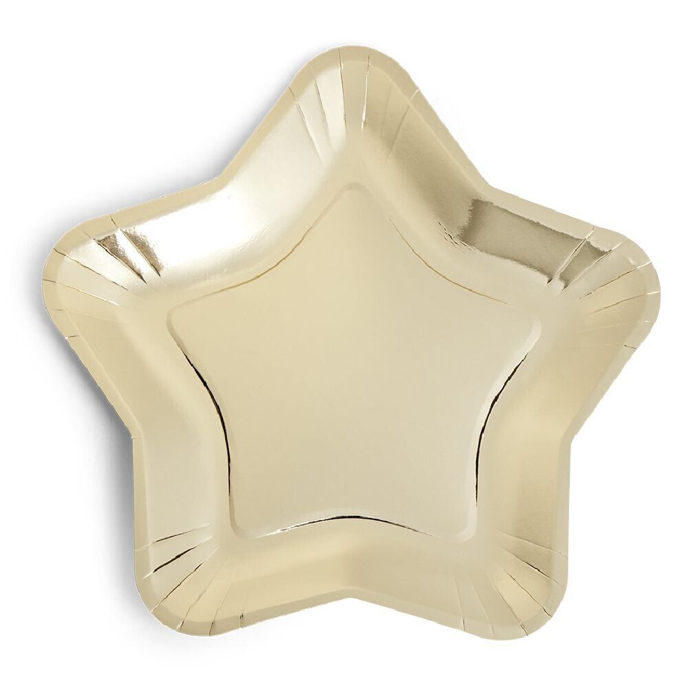 Plateau carton étoile doré Ø24,5cm x6