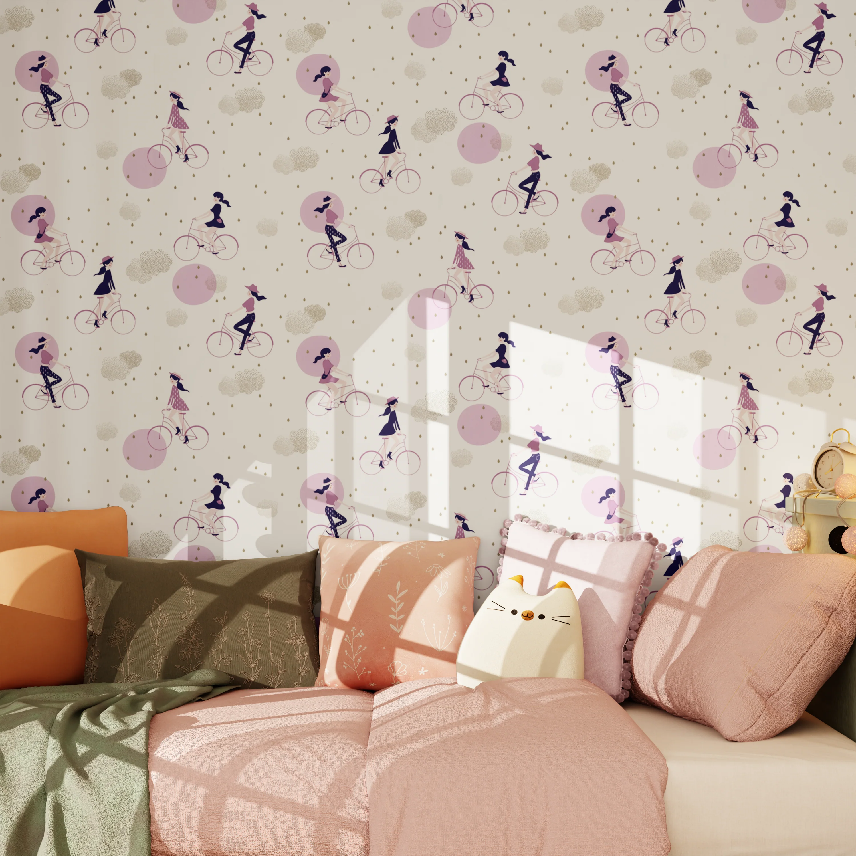 Caselio Papier peint intissé GIRL IN THE SKY coloris mauve