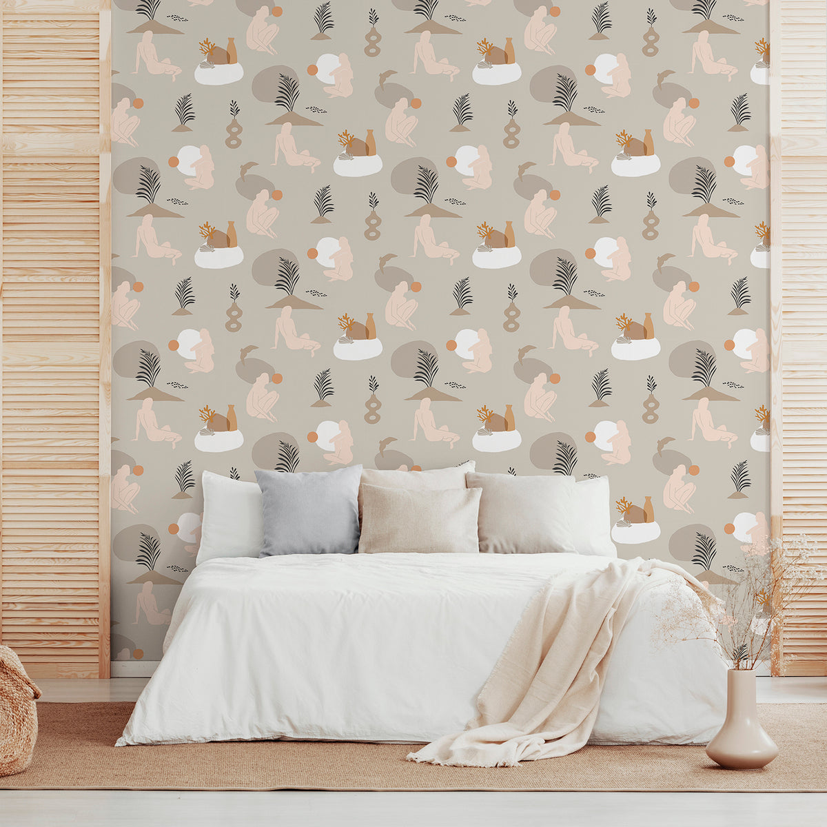 Walls4You behang menselijke silhouetten beige - 53 cm x 10 m - 640352