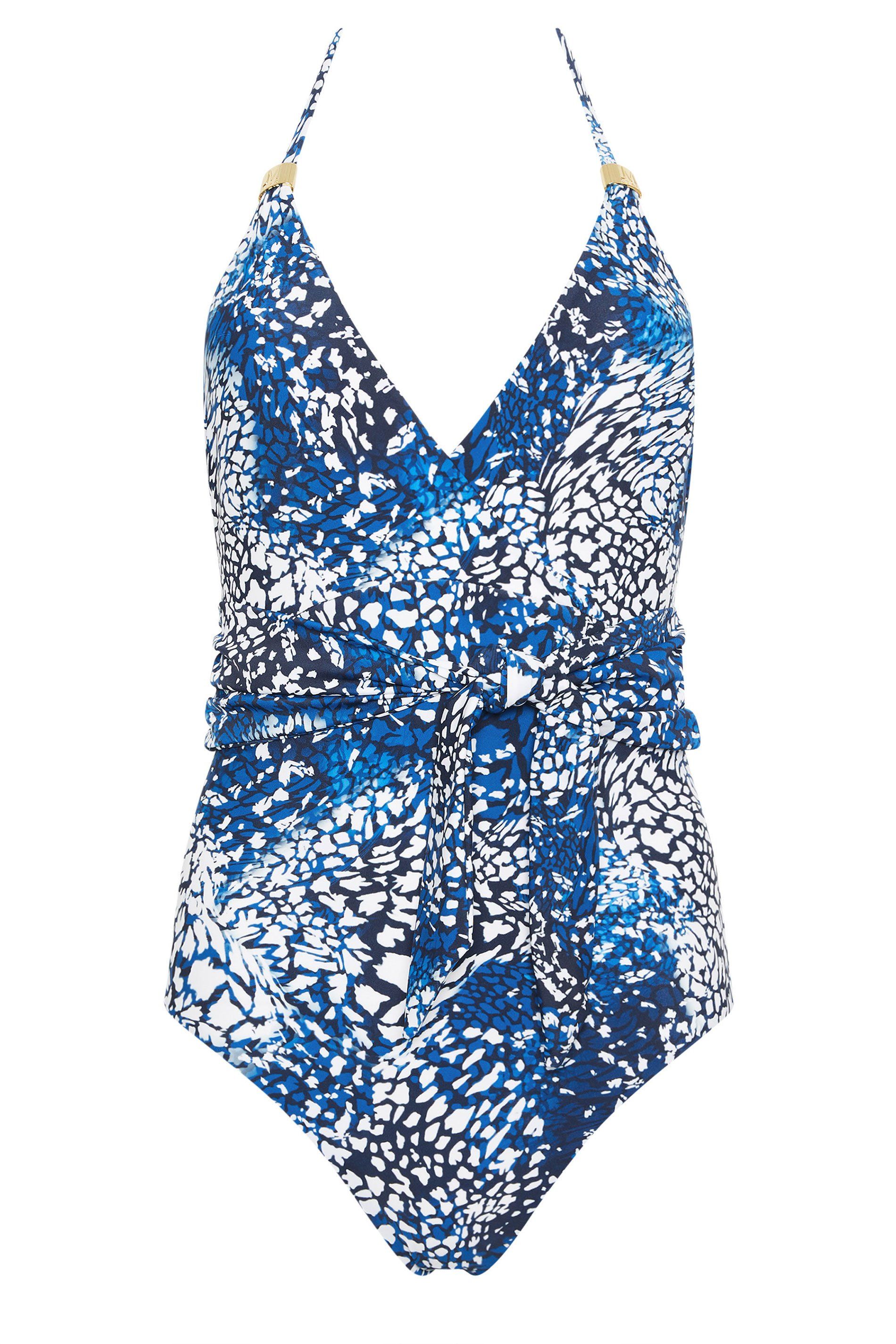 Star by Julien Macdonald Abstract Animal Halter Neck Swimsuit