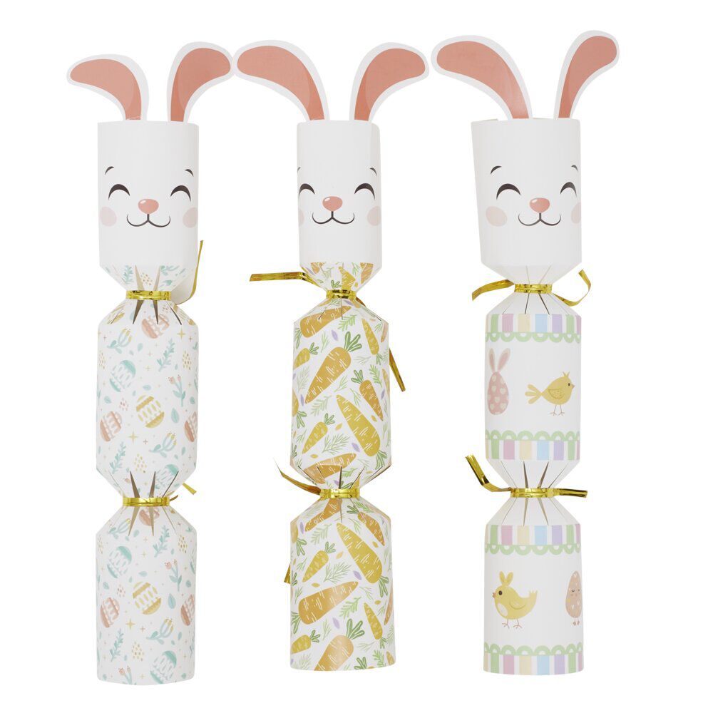 Crackers lapin de Pâques x6 en papier Ø4,5xL21cm