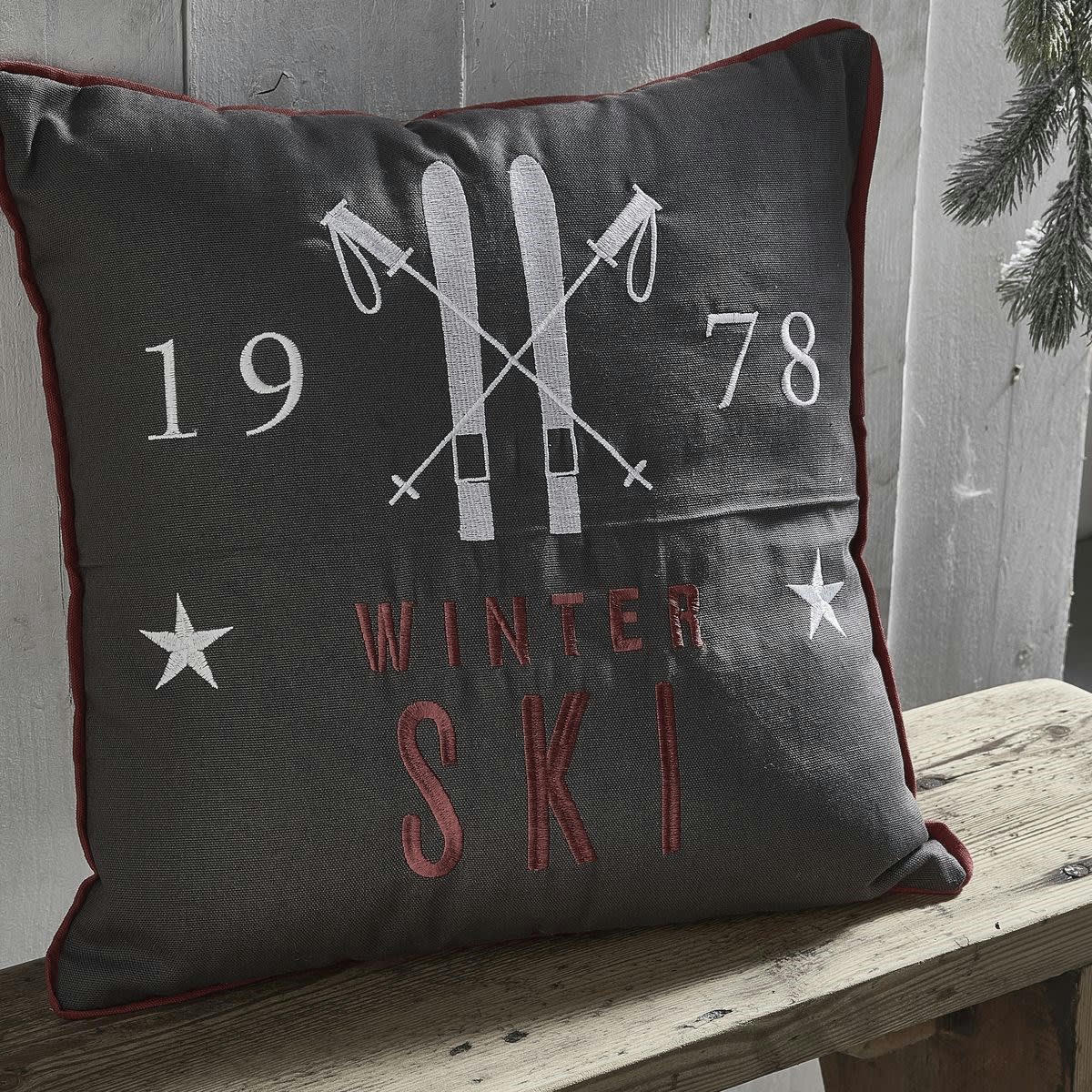 MOUNTAIN - Coussin en coton anthracite 40x40