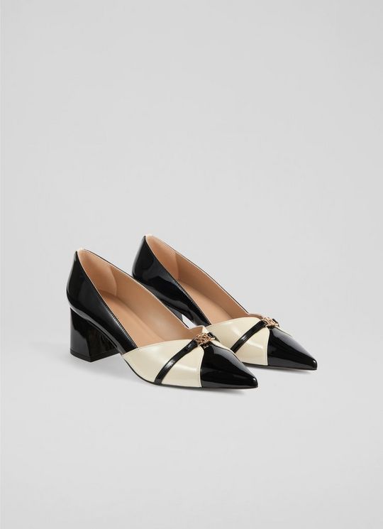 Heather Black Patent Motif Courts