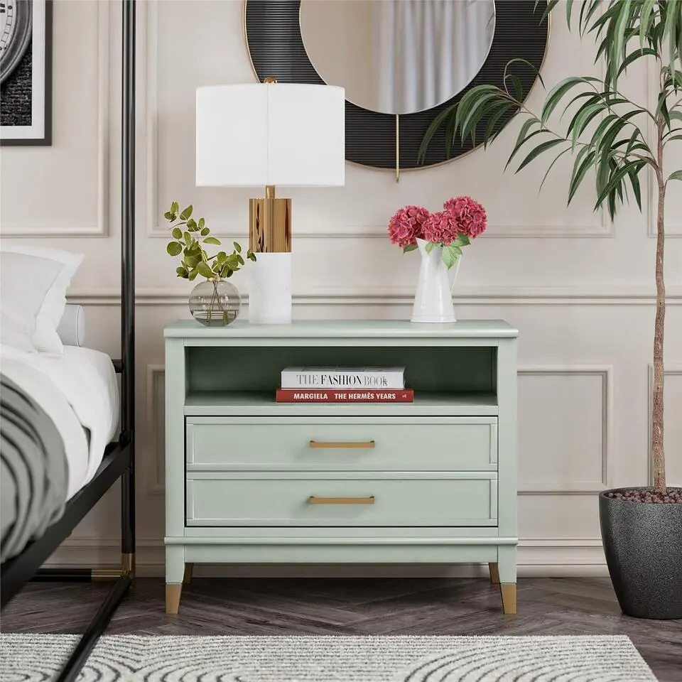 Westerleigh - Breed nachtkastje met 1 lade in groen