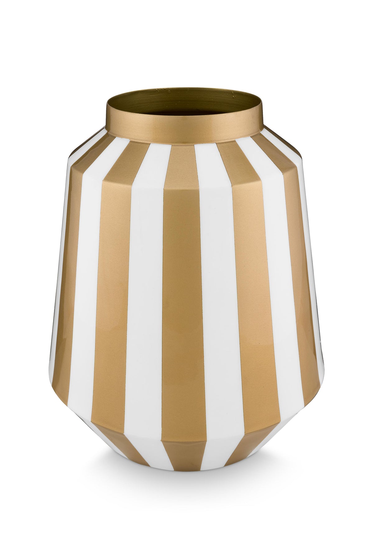 Pip Studio Vaas Stripes - Metaal - Wit/ Goud - 24x29cm