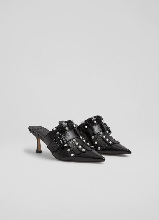 Lkb Atty Black Patent Fringed Mules