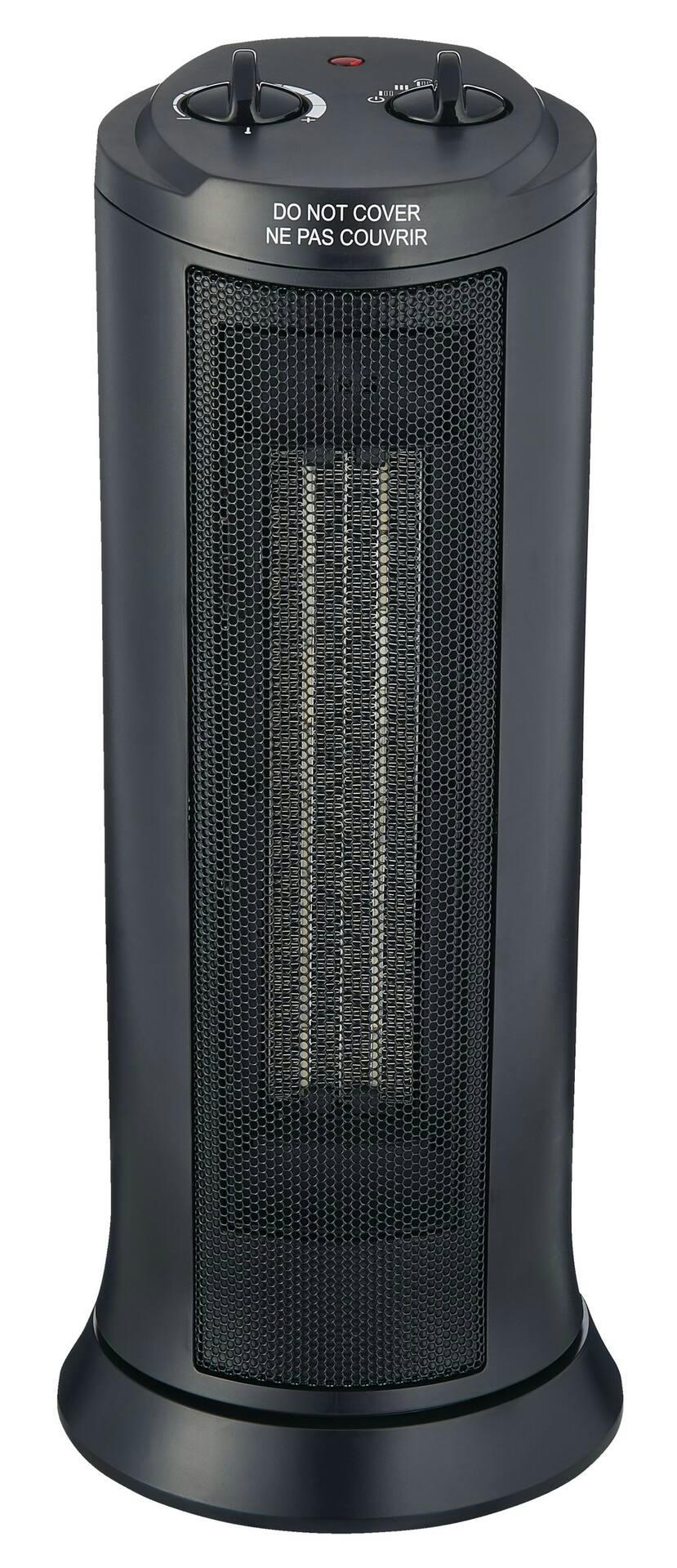 For Living Oscillating Tower Ceramic Space Heater w/Thermostat, 1500W, Black