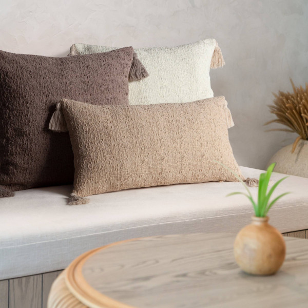 Poszewka na poduszkę jasiek BOHO/7 45x45 cm beż chwosty